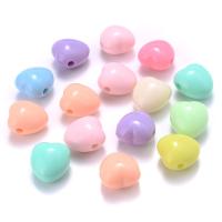 Solid Color Akril gyöngyök, Szív, AB szín aranyozott, DIY, kevert színek, 14x15mm, 20PC-k/Bag, Által értékesített Bag