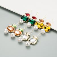 Strass Ohrring, Zinklegierung, mit Kunststoff Perlen, Modeschmuck & für Frau, keine, frei von Nickel, Blei & Kadmium, 25x70mm, verkauft von Paar