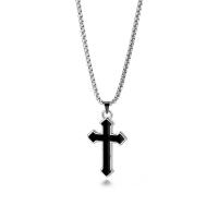 Titanstahl Halskette, Kreuz, Modeschmuck & für den Menschen & Emaille, 2.5mm, verkauft per ca. 27.56 ZollInch Strang