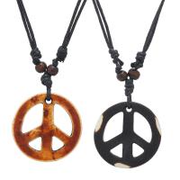 Resin Necklace, Wax Cord, with Resin, fashion jewelry & peace logo design & Unisex & retractable, more colors for choice, 40x40mm, Length:Approx 19.69-31.5 Inch, Sold By PC