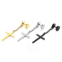 Stainless Steel Drop Earring 316L Stainless Steel Cross hand polished fashion jewelry & Unisex 8mm 15*23mm Sold By PC