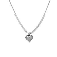 Titanium Steel Necklace with 5cm extender chain Heart polished fashion jewelry & adjustable & for woman silver color Length Approx 42 cm Sold By PC