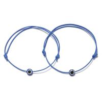Fashion Create Wax Cord Bracelets with Plastic Round 2 pieces & fashion jewelry & evil eye pattern & adjustable Length 18-32 cm Sold By PC