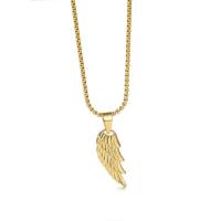 Titanium Steel Necklace, Wing Shape, Vacuum Ion Plating, fashion jewelry & Unisex, more colors for choice, 12x30mm, Length:Approx 45 cm, Sold By PC