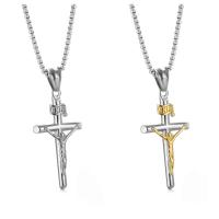 Titanium Steel Necklace, Cross, Vacuum Ion Plating, fashion jewelry & punk style & Unisex, more colors for choice, 22x43mm, Length:Approx 45 cm, Sold By PC