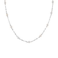 Plastične biserna ogrlica, Mesing, s Plastična Pearl, s 6cm Produžetak lanac, Krug, srebrne boje pozlaćen, modni nakit & prilagodljiv & za žene, srebro, nikal, olovo i kadmij besplatno, Dužina Približno 41 cm, Prodano By PC