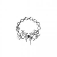 Titanium Steel Βραχιόλι, Πεταλούδα, γυαλισμένο, κοσμήματα μόδας & για τη γυναίκα & με στρας, ασήμι, Μήκος Περίπου 20 cm, Sold Με PC