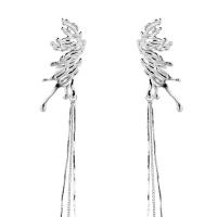 Fashion Fringe Earrings Zinc Alloy Butterfly silver color plated fashion jewelry & for woman silver color nickel lead & cadmium free 120mm Sold By Pair