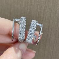 Zinc Alloy Stud Earring Square silver color plated fashion jewelry & for woman & with rhinestone silver color nickel lead & cadmium free 21mm Sold By Pair