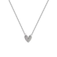 Titanium Steel Necklace, with 4.7cm extender chain, Heart, platinum color plated, fashion jewelry & adjustable & micro pave cubic zirconia & for woman, platinum color, Length:Approx 37 cm, Sold By PC