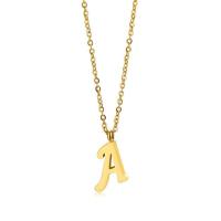 Titanium Steel Necklace with 5cm extender chain Alphabet Letter Vacuum Ion Plating fashion jewelry & letters are from A to Z & Unisex & adjustable golden Length 45 cm Sold By PC