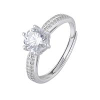Cubic Zirconia Micro Pave 925 Sterling Silver Rings platinum plated Adjustable & micro pave cubic zirconia & for woman white Sold By PC