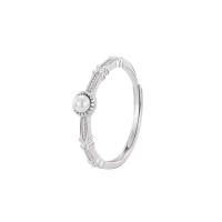 Sterling Silver Jewelry Finger Ring, 925 sterline d'argento, placcato, Regolabile & per la donna & con perla di plastica, nessuno, Venduto da PC