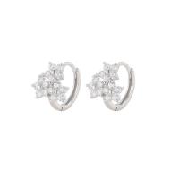925 Sterling Silver Huggie Hoop Earring plated micro pave cubic zirconia & for woman Sold By PC