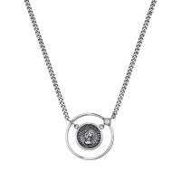 925 Sterling Silver Necklaces, platinum plated, fashion jewelry & for woman & hollow, white, 21mm, Length:Approx 17.7 Inch, Sold By PC
