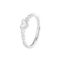 Sterling Silver Jewelry Finger Ring, 925 sterline d'argento, with conchiglia, Cuore, placcato, Regolabile & per la donna, nessuno, Venduto da PC