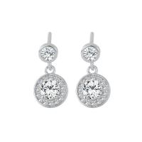 Cubic Zirconia Micro Pave Sterling Silver Earring, 925 Sterling Silver, platinum plated, micro pave cubic zirconia & for woman, white, 14x7.50mm, Sold By PC