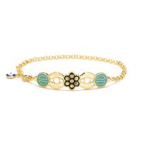 Evil Eye Jewelry Bracelet, Brass, 18K gold plated, different styles for choice & for woman & enamel, gold, 240mm, Sold By PC