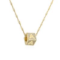 Cubic Zircon Micro Pave Brass Necklace, Square, 18K gold plated, different designs for choice & micro pave cubic zirconia & for woman, gold, 10x10mm, Length:Approx 17.7 Inch, Sold By PC