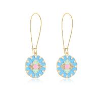 Cubic Zirconia Micro Pave Brass Earring 18K gold plated micro pave cubic zirconia & for woman & enamel Sold By Pair