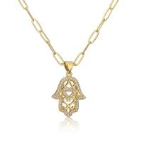Cubic Zircon Micro Pave Brass Necklace 18K gold plated & micro pave cubic zirconia & for woman 450mm Sold By PC