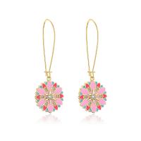 Cubic Zirconia Micro Pave Brass Earring 18K gold plated & micro pave cubic zirconia & for woman & enamel Sold By Pair