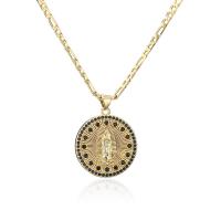 Cubic Zircon Micro Pave Brass Necklace Flat Round 18K gold plated micro pave cubic zirconia & for woman Length Approx 17.7 Inch Sold By PC