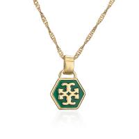 Brass Necklace 18K gold plated for woman & enamel Length Approx 17.7 Inch Sold By PC
