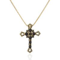 Cubic Zircon Micro Pave Brass Necklace, Cross, 18K gold plated, micro pave cubic zirconia & for woman, more colors for choice, 35x25mm, Length:Approx 17.7 Inch, Sold By PC