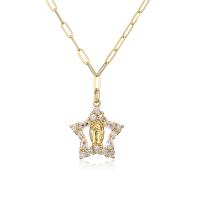 Cubic Zircon Micro Pave Brass Necklace 18K gold plated & micro pave cubic zirconia & for woman gold 450mm Sold By PC