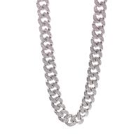 Collar de Aleación de Zinc, chapado en color de plata, unisexo & diverso tamaño para la opción & con diamantes de imitación, libre de níquel, plomo & cadmio, Vendido por UD