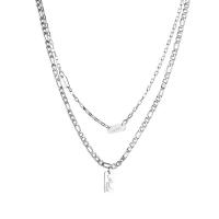 Multi слой ожерелье, Нержавеющая сталь 304, с 1.96inch наполнитель цепи, Двойной слой & Женский, оригинальный цвет, 13mm, продается PC