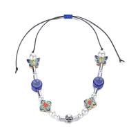 Resin Necklace with ABS Plastic Pearl & Wax Cord & 316L Stainless Steel & Zinc Alloy fashion jewelry & Unisex & enamel Length Approx 23.6 Inch Sold By PC