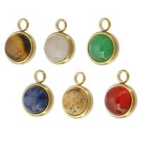 Gemstone Pendants Jewelry, 304 Stainless Steel, with Gemstone, Vacuum Ion Plating, with rhinestone, more colors for choice, 10x14x7mm, Hole:Approx 2.5mm, Sold By PC