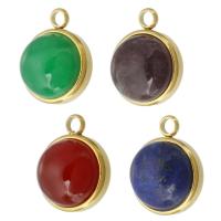 Gemstone Pendants Jewelry 304 Stainless Steel with Gemstone Vacuum Ion Plating DIY Approx 2mm Sold By PC