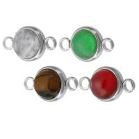 Gemstone Connector, 304 Stainless Steel, with Gemstone, DIY & different materials for choice, original color, 18x10x7mm, Hole:Approx 2.5mm, Sold By PC
