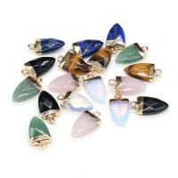 Biżuteria wisiorki kamienie, Kamień szlachetny, ze kaucja stopu cynku, Platerowane w kolorze złota, do wyboru różne materiały & fasetowany, 10x20mm, sprzedane przez PC