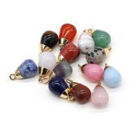 Gemstone Pendants Jewelry with zinc alloy bail Teardrop gold color plated Sold By PC
