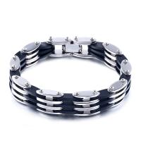 Stainless Steel Jewelry Bracelet, 304 Stainless Steel, Vacuum Ion Plating, bike chain & Unisex & different styles for choice, black, Length:Approx 7.87 Inch, Sold By PC