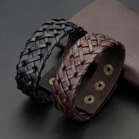PU Leather Cord Bracelets with Zinc Alloy Unisex Length Approx 9.25 Inch Sold By PC