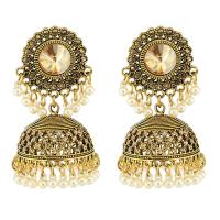 Fashion Fringe Earrings Zinc Alloy with Plastic Pearl plated vintage & fashion jewelry & for woman nickel lead & cadmium free 50mm Sold By Pair