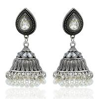 Fashion Fringe Earrings Zinc Alloy with Plastic Pearl antique silver color plated vintage & fashion jewelry & for woman & with rhinestone nickel lead & cadmium free Sold By Pair