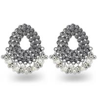 Mode-Fringe-Ohrringe, Zinklegierung, mit Kunststoff Perlen, plattiert, Vintage & Modeschmuck & für Frau & mit Strass, keine, frei von Nickel, Blei & Kadmium, 47x50mm, verkauft von Paar