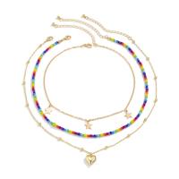 Multi Layer Necklace, Tibetan Style, with Seedbead & Brass, with 2.7inch extender chain, gold color plated, three pieces & fashion jewelry & for woman, nickel, lead & cadmium free, Length:Approx 13.8 Inch, Approx 19.7 Inch, Sold By Set