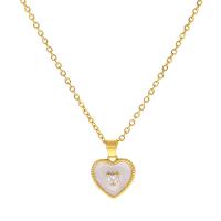 Brass Necklace with 6cm extender chain Heart plated fashion jewelry & micro pave cubic zirconia & for woman & enamel Length 40 cm Sold By PC