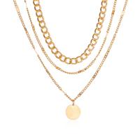 Zinklegierung Halskette, mit Verlängerungskettchen von 5cm, goldfarben plattiert, drei Schichten & Modeschmuck & verschiedene Stile für Wahl & für Frau, goldfarben, Länge 34 cm, verkauft von PC