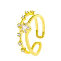 Cubique anneau en laiton Circonia Micro Pave, Placage de couleur d'or, bijoux de mode & pavé de micro zircon & pour femme, plus de couleurs à choisir, 17mm, Vendu par PC