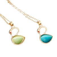 Cats Eye Necklace Zinc Alloy with Cats Eye Swan plated fashion jewelry & for woman Length 48 cm Sold By PC