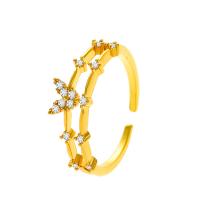 Cubic Zirconia Micro Pave Brass Ring gold color plated fashion jewelry & micro pave cubic zirconia & for woman 17mm Sold By PC