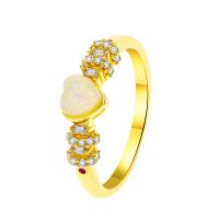 Cubique anneau en laiton Circonia Micro Pave, Placage de couleur d'or, bijoux de mode & pavé de micro zircon & pour femme, doré, 17mm, Vendu par PC